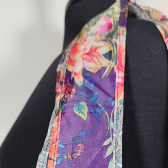 Johnny Was Floral Nylon Packable Foldable Tote Bag Travel Shopping Reusable Bag - Picture 6 of 9